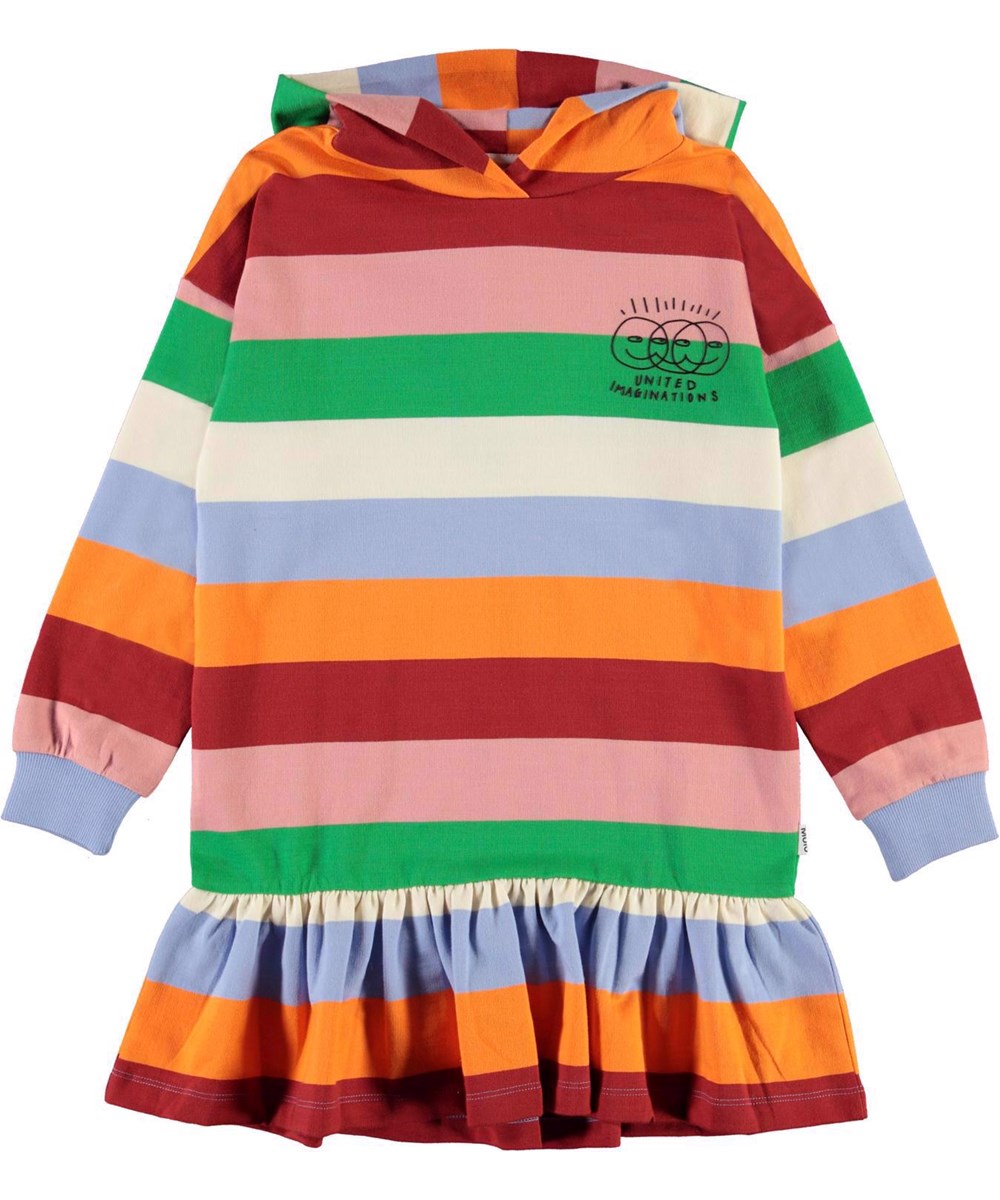 Carma - Pastel Rainbow - Organic striped sweatshirt dress 