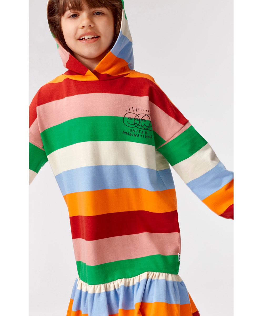 Carma - Pastel Rainbow - Organic striped sweatshirt dress 