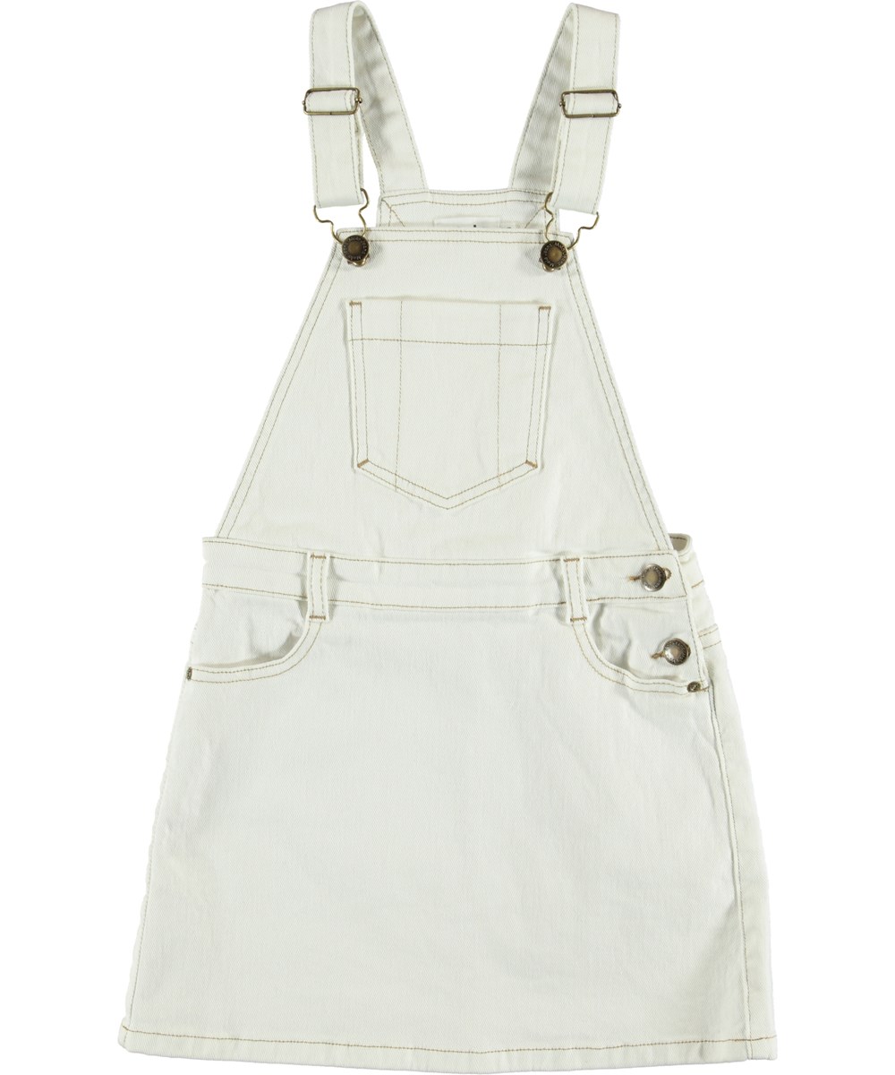 Carolyn - White Star - White denim dungaree dress