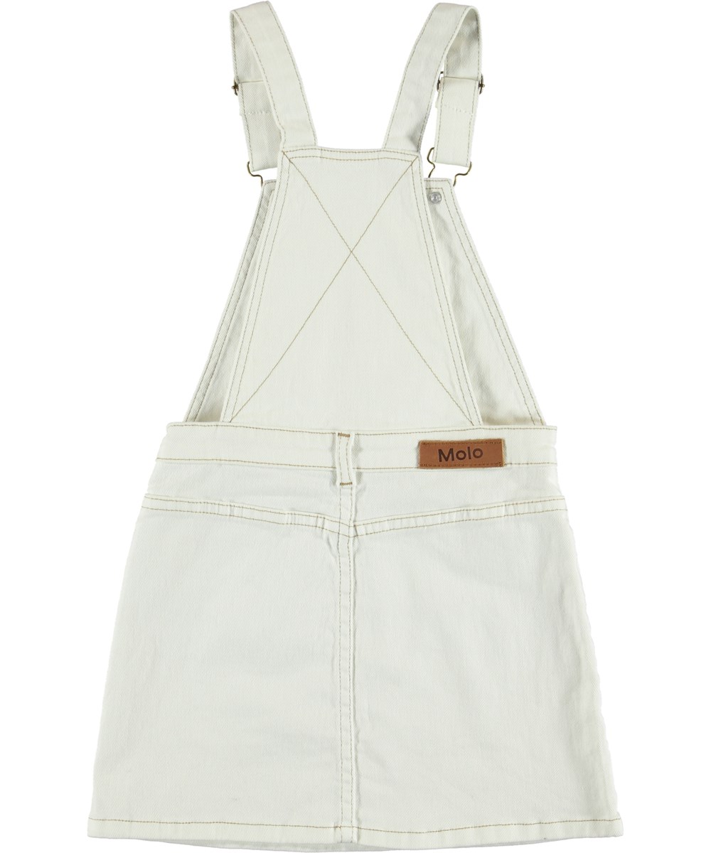 Carolyn - White Star - White denim dungaree dress