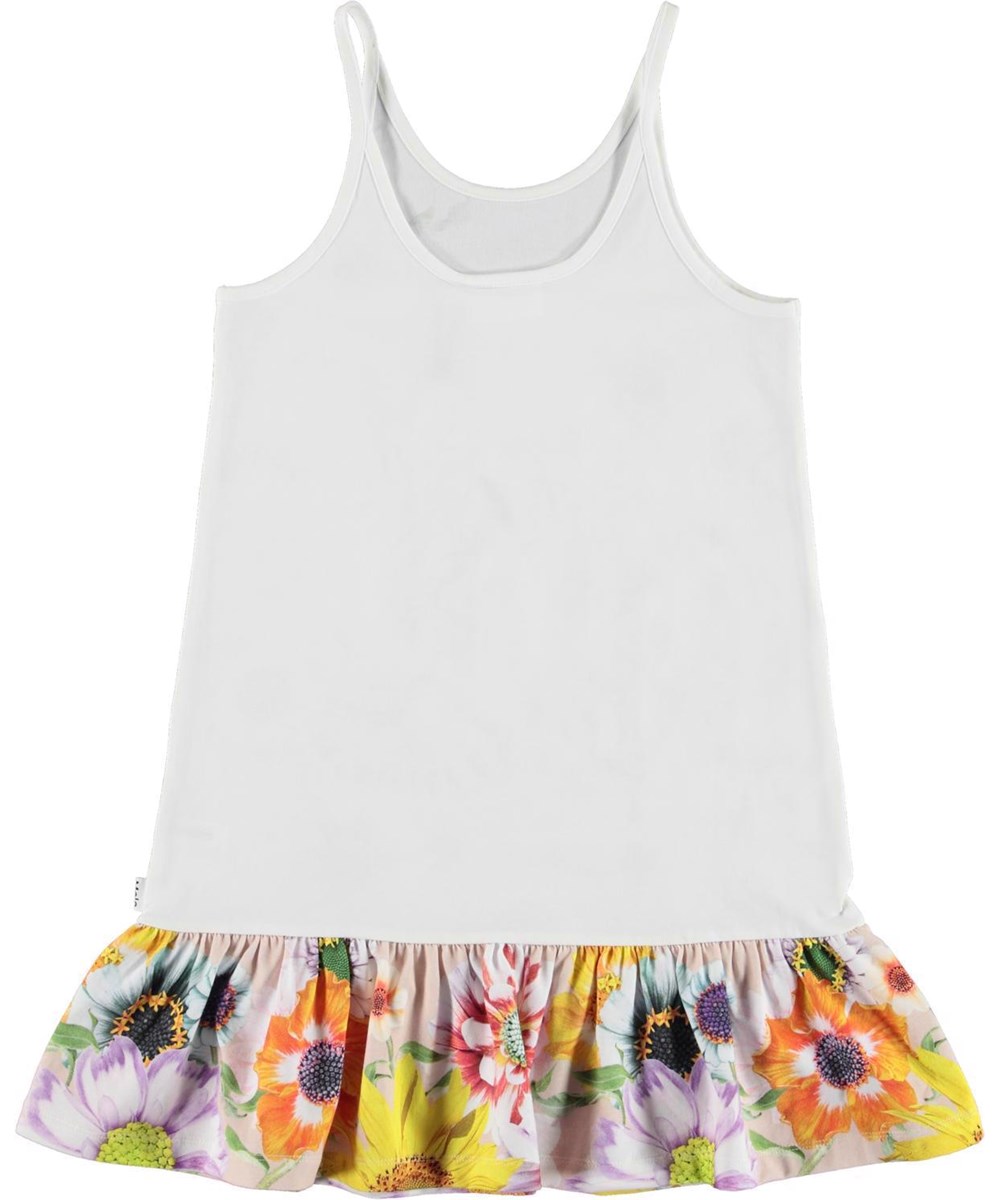 Carrie - Happy Tigers - White organic strap dress with tigers and flowers 