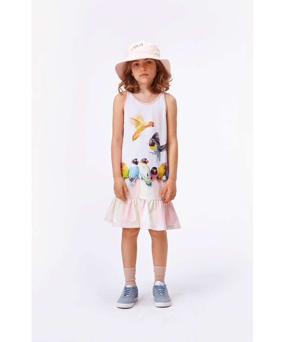 Carrie - Love Birds - Pink organic dress with birds 