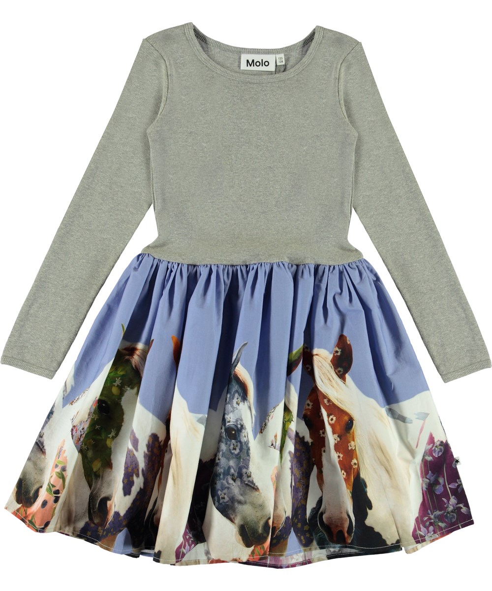 Casie - Patchwork Horses - Dress with floral horses 