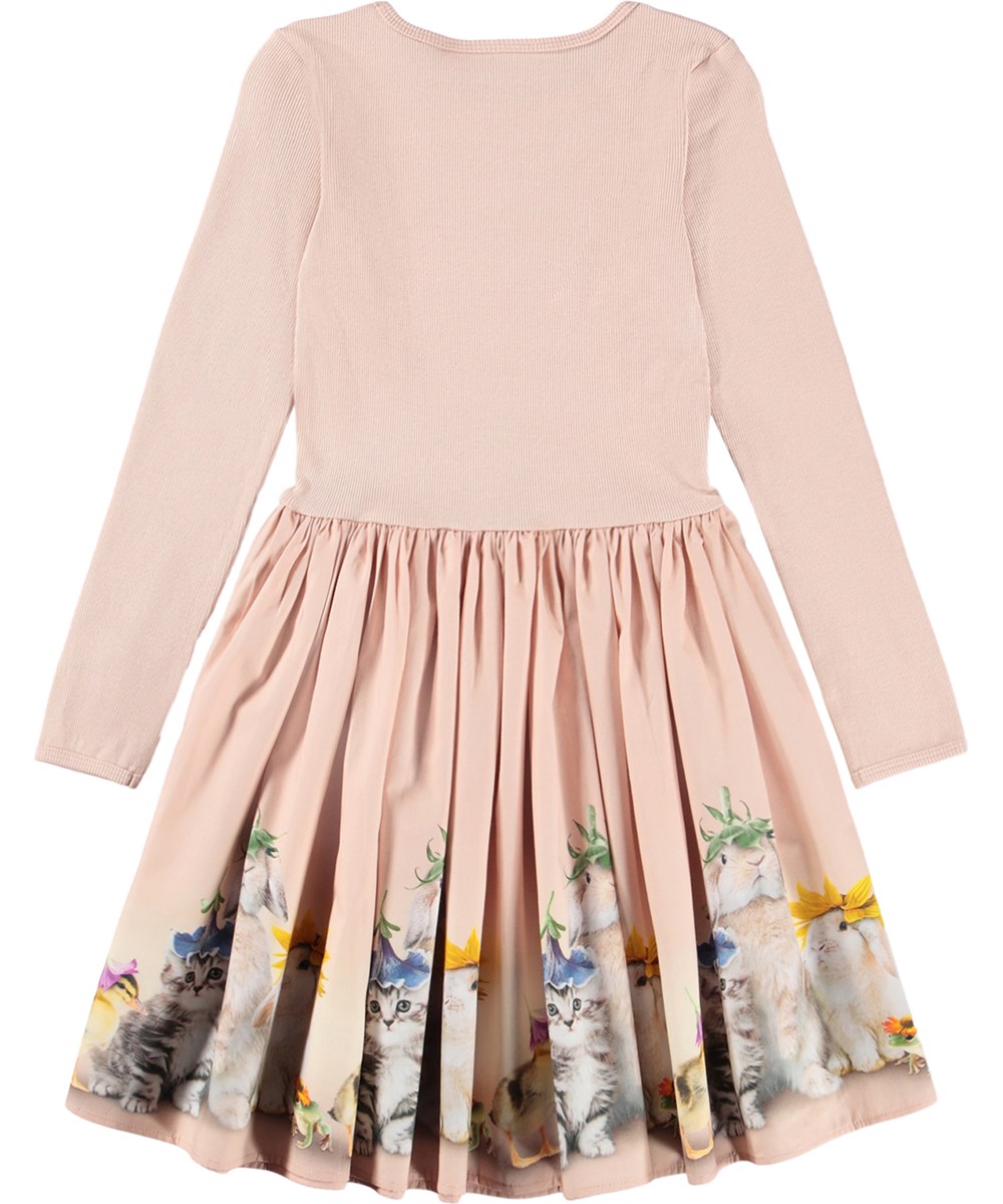 Casie - Photobooth - Pink dress for children made of soft, organic cotton with long sleeves 