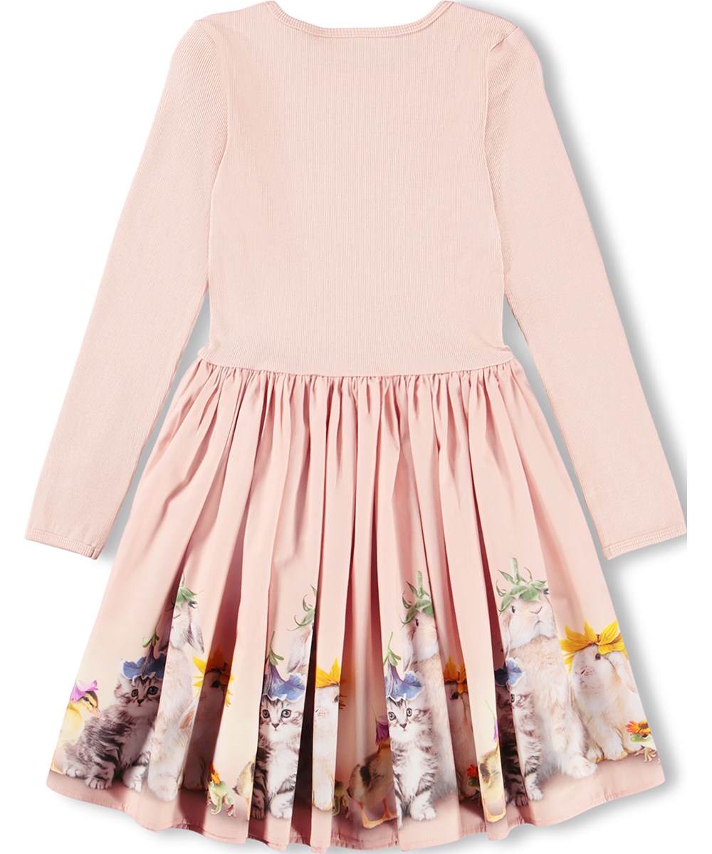 Casie - Photobooth - Pink dress for children made of soft, organic cotton with long sleeves 