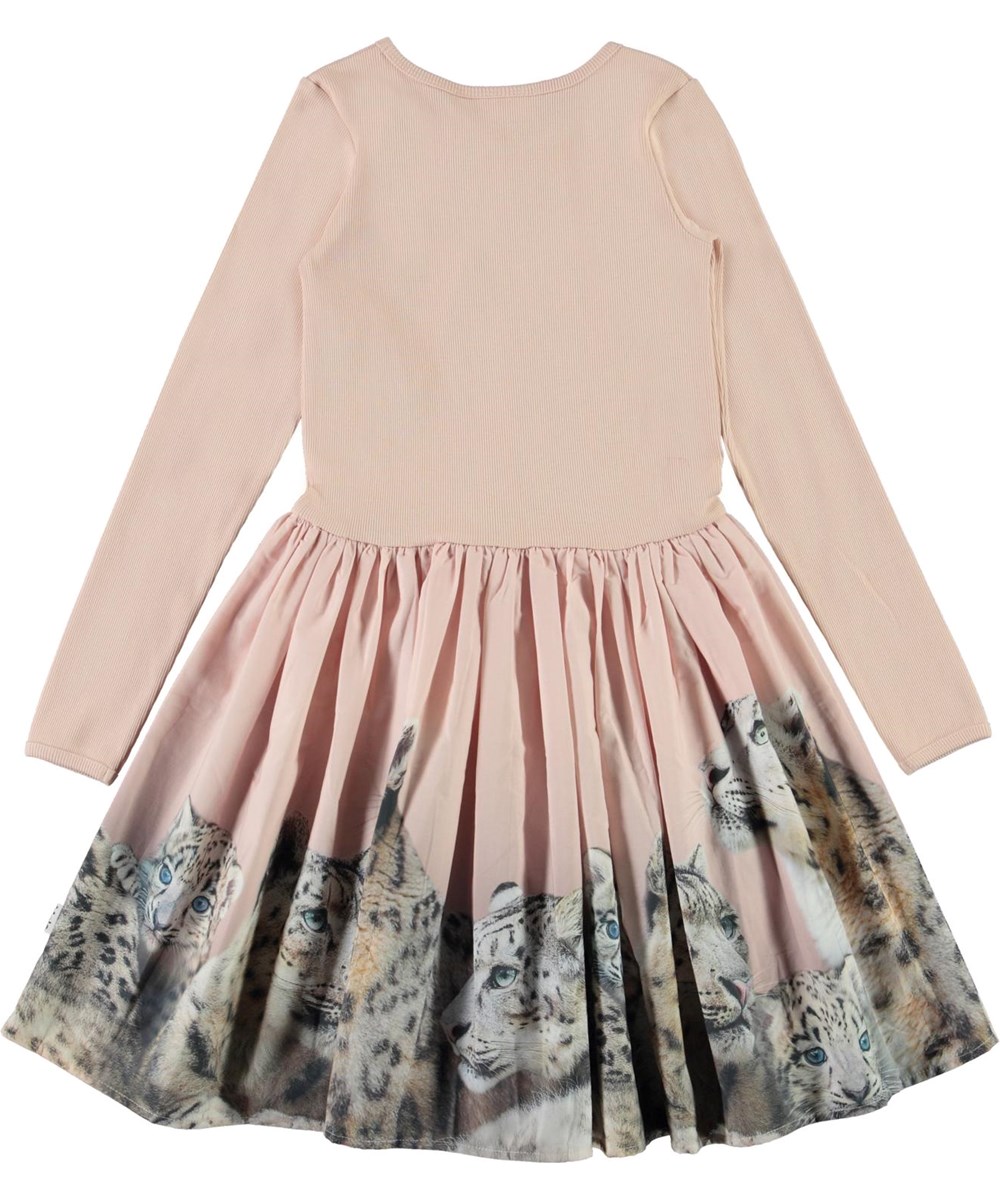 Casie - Snow Leopards - Rose organic dress with snow leopards