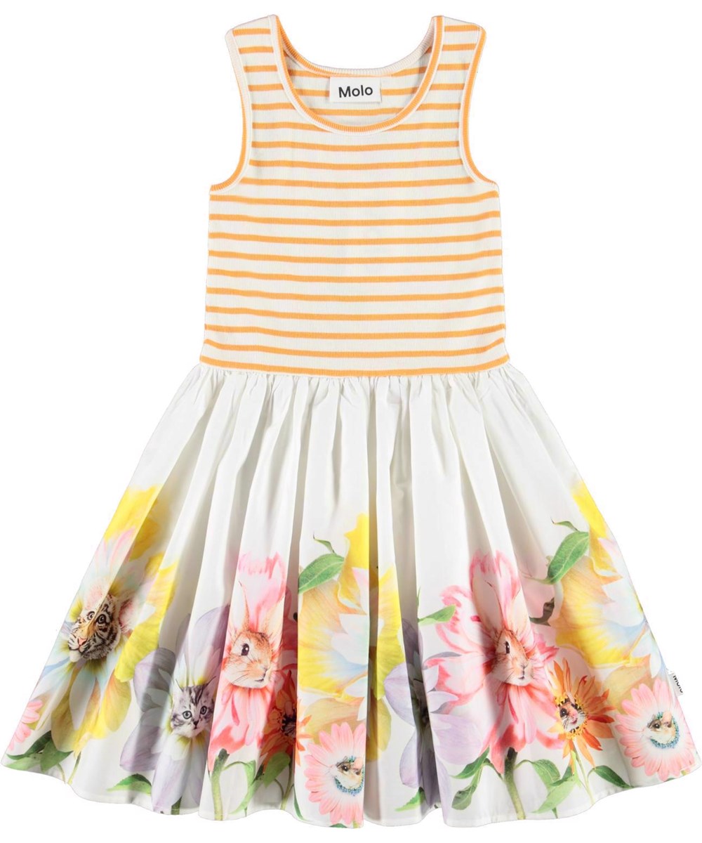 Cassandra - We Are Flowers - Organic dress with rose skirt and skater bird