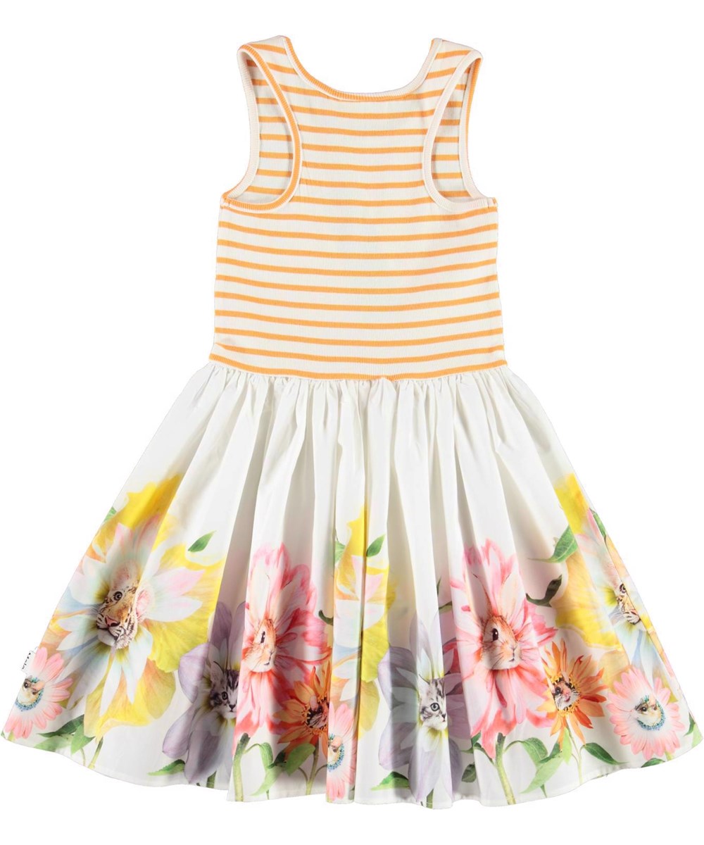 Cassandra - We Are Flowers - Organic dress with rose skirt and skater bird