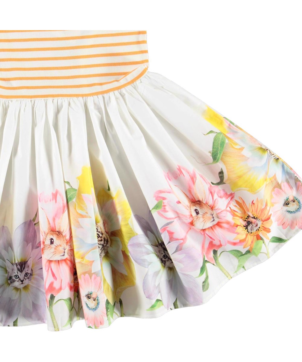 Cassandra - We Are Flowers - Organic dress with rose skirt and skater bird