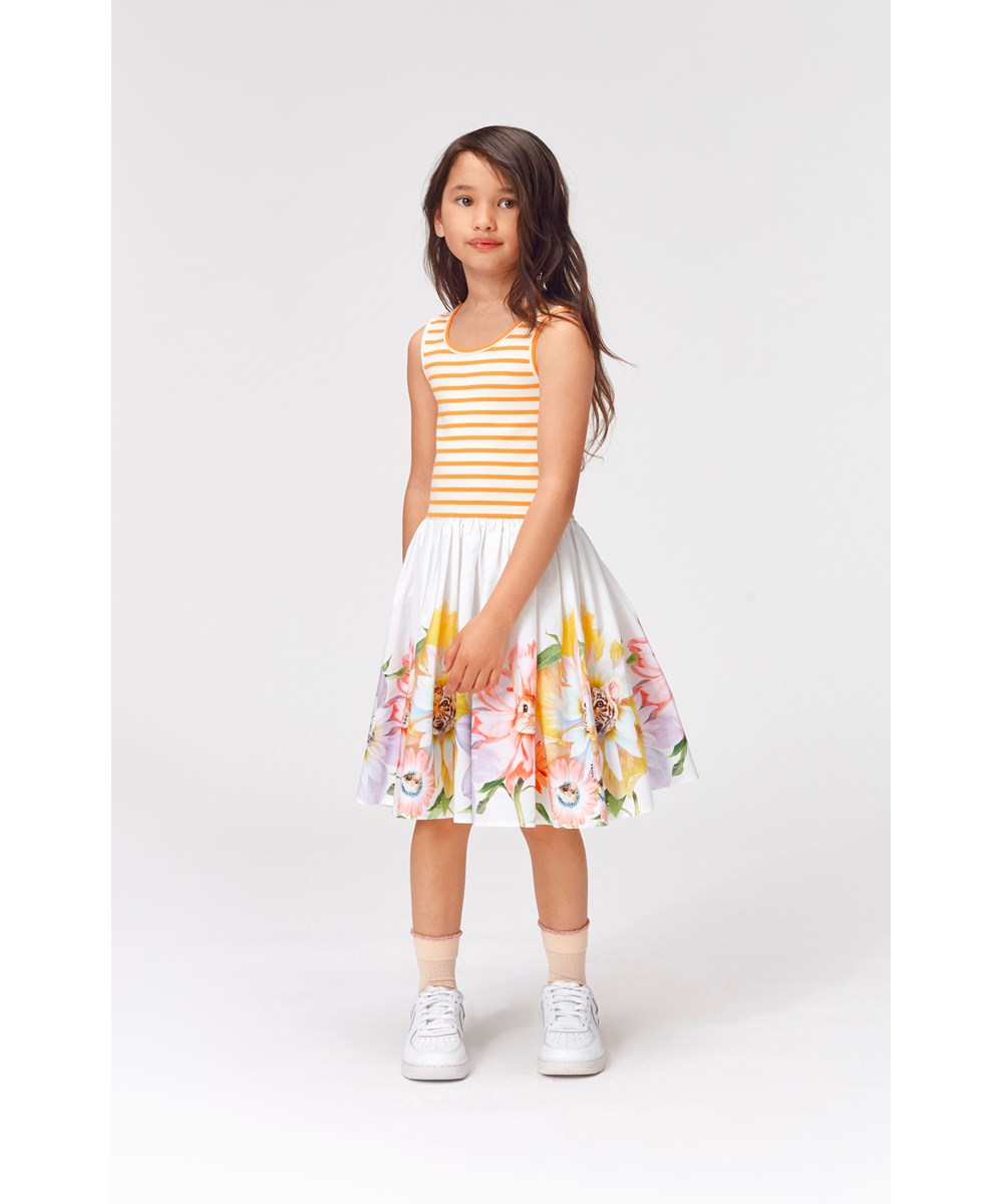Cassandra - We Are Flowers - Organic dress with rose skirt and skater bird