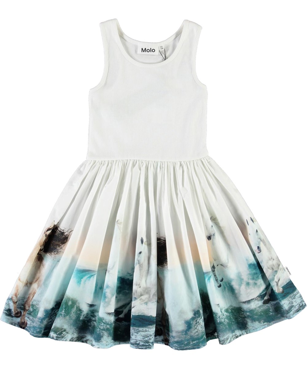 Cassandra - Wild Horses - Organic dress with horses in the water 