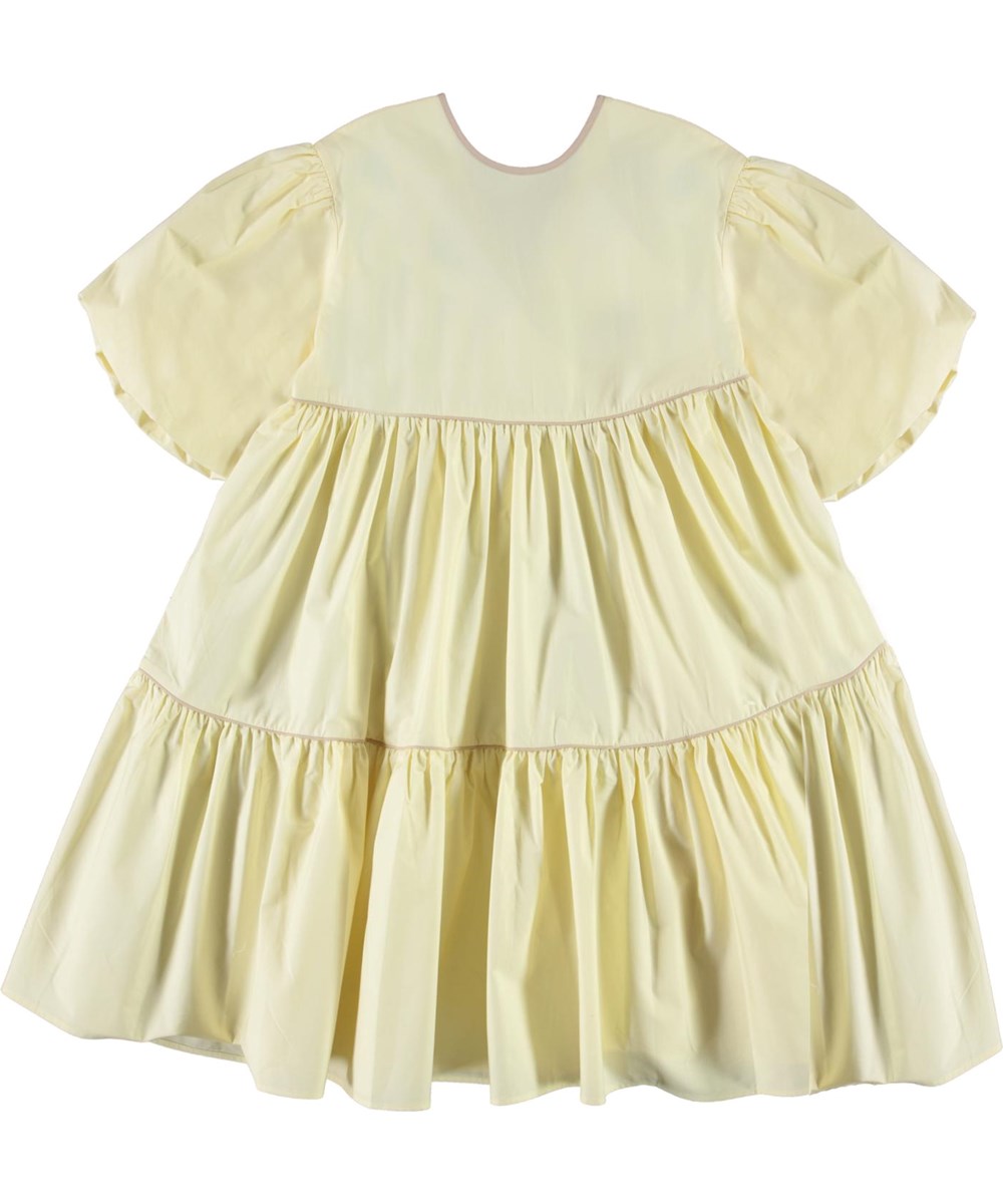 Casta - Marzipan - Light yellow organic dress with puff sleeves 