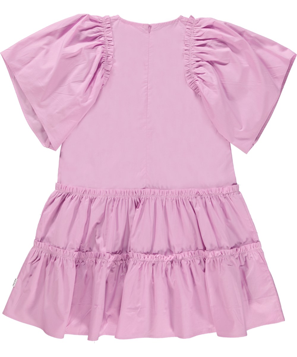 Cat - Wild Orchid - Pink organic dress with sewn on ruffles