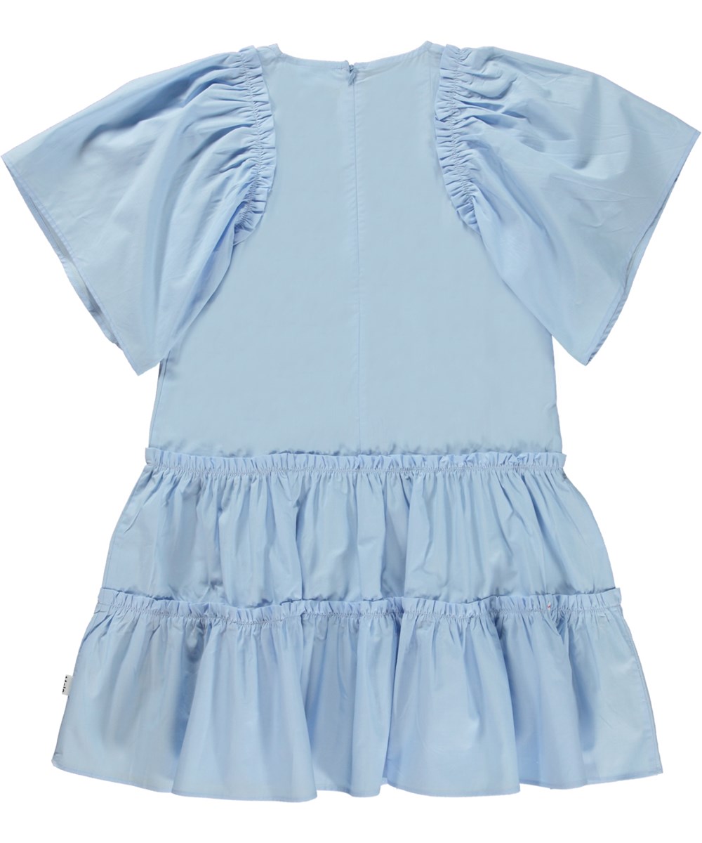 Cat - Windy - Light blue organic dress with sewn on ruffles