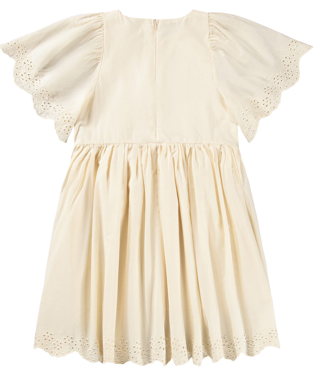 Caya - Pearled Ivory - Off-white dress for children made of organic cotton with broderie anglaise