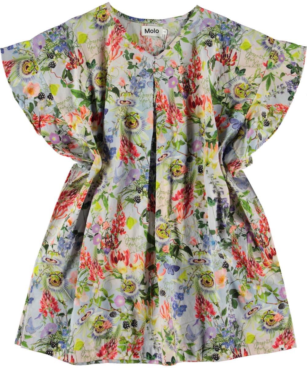 Cayla - Passion For Life - Organic tunic with ruffle sleeves and floral print 