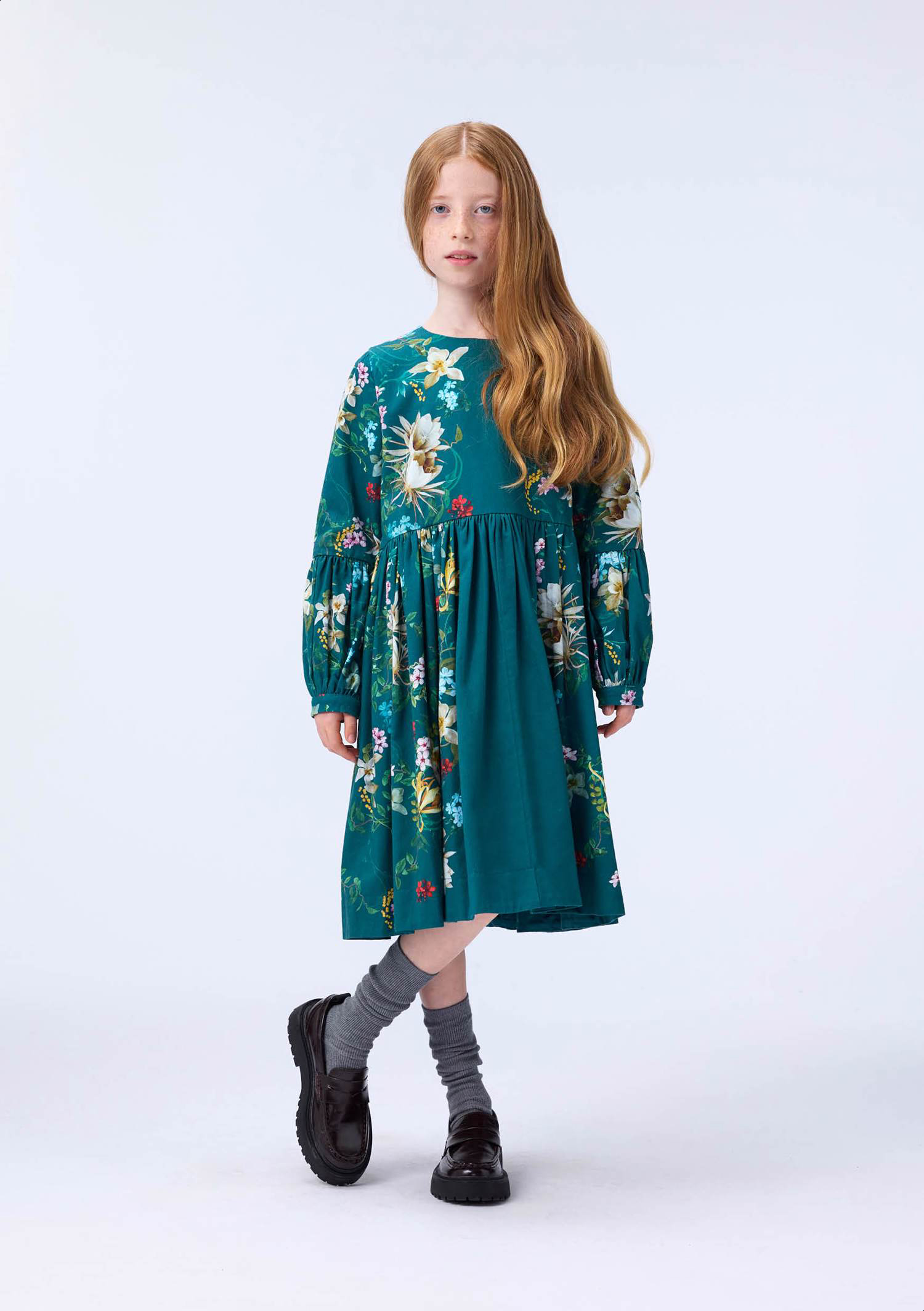 Cece - Cosmic Paisley - Long green dress made of organic