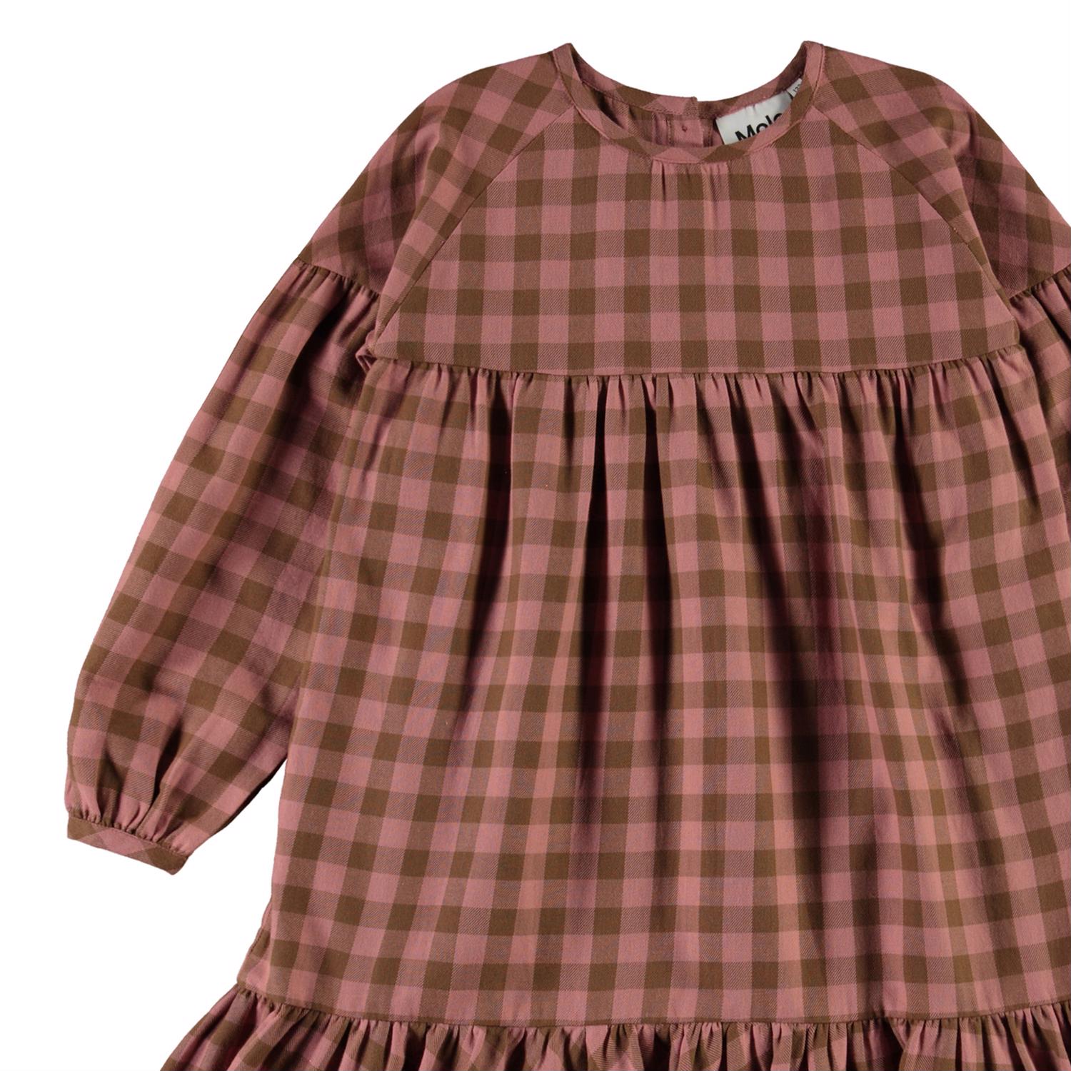 Cecily - Autumn Check - Brown and pink plaid dress - Molo