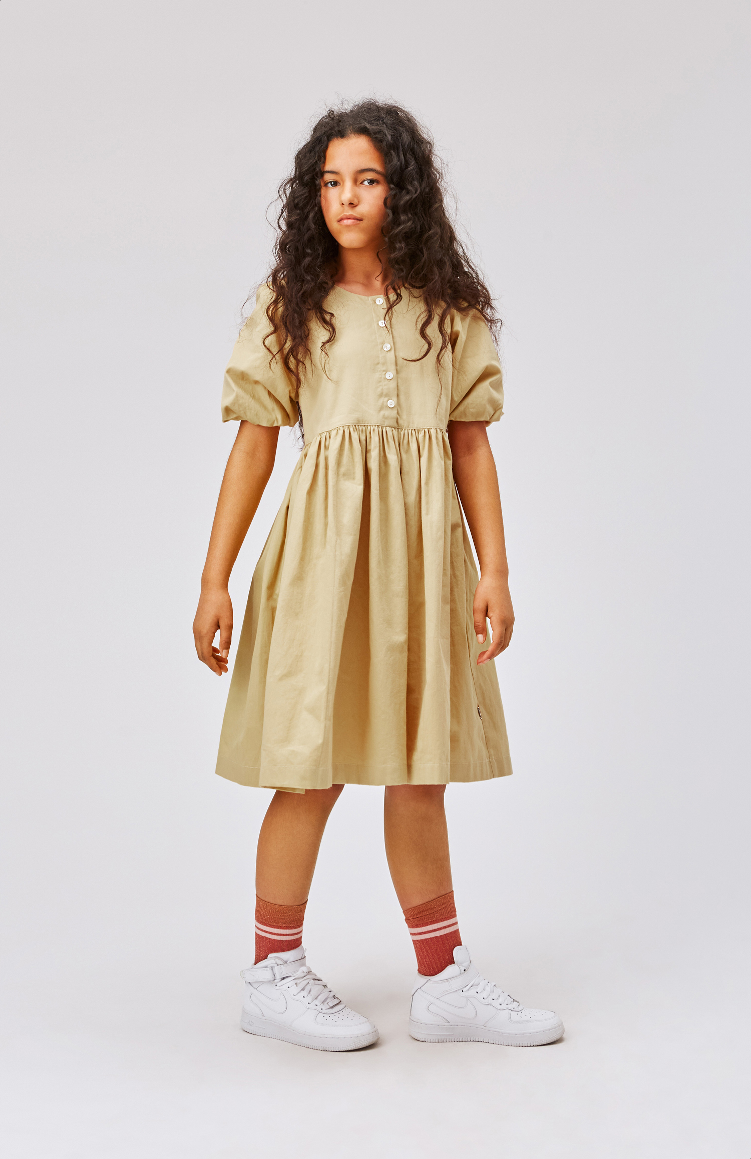 Chaka - Cardboard - Beige knee length dress in cotton - Molo