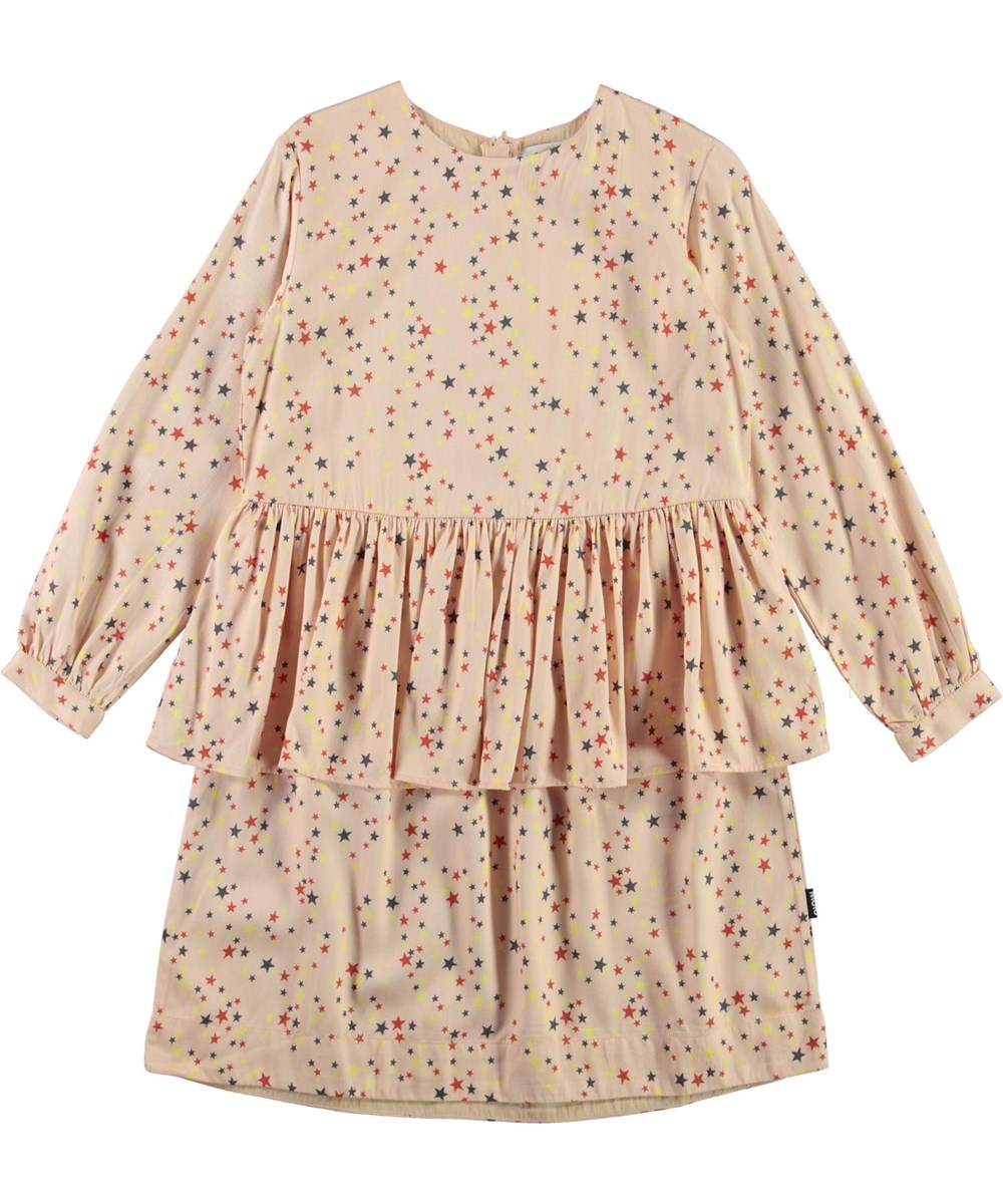Charella - Starry Rose - Pink organic dress with star  print