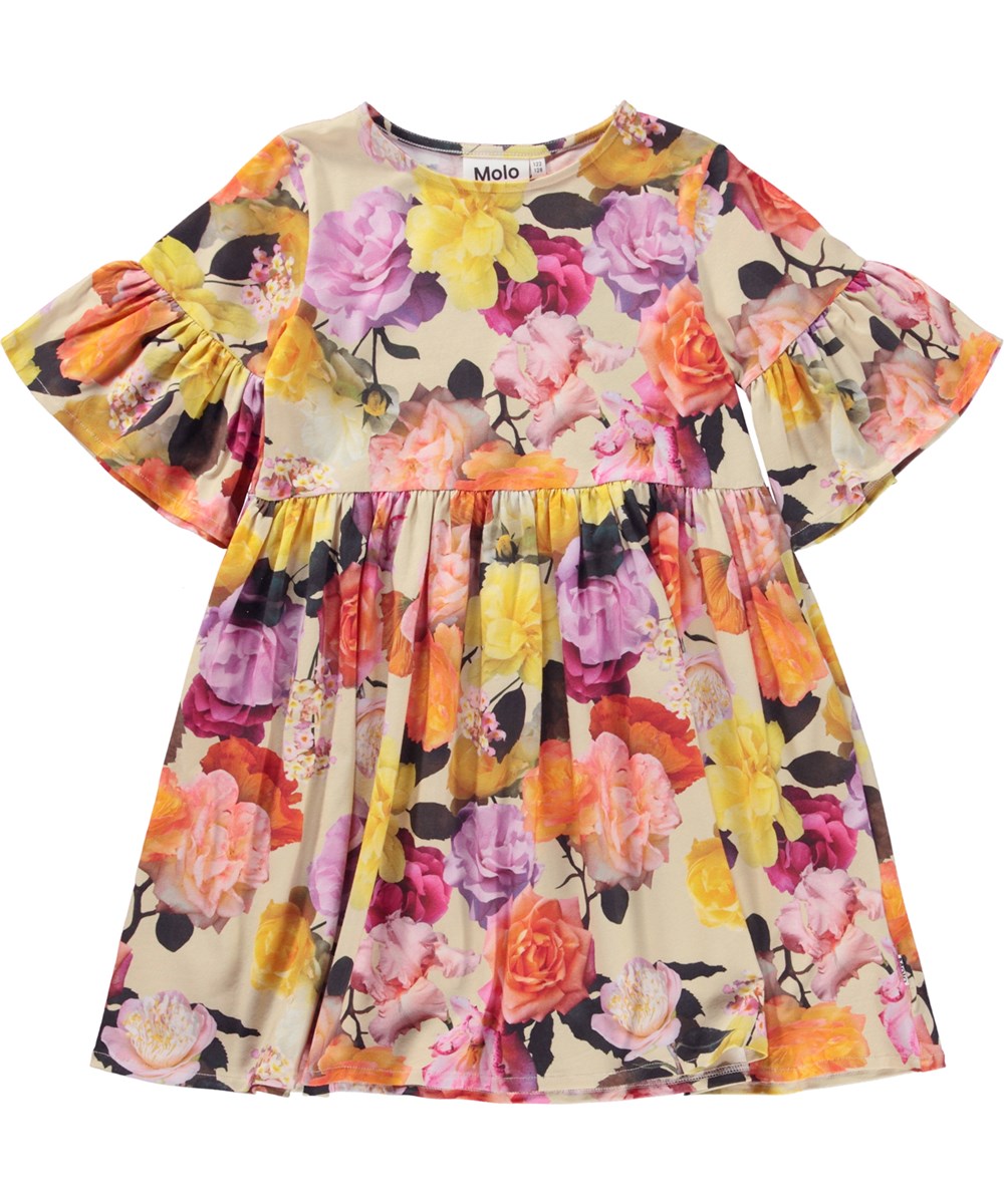 Chasity - Rose Garden - Multi-coloured organic dress in all over rose print