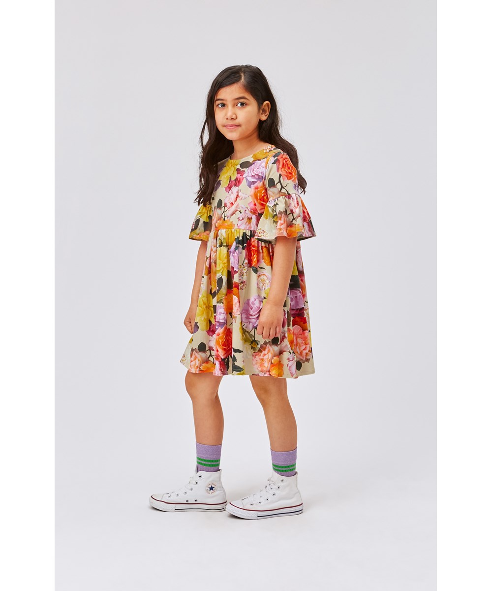 Chasity - Rose Garden - Multi-coloured organic dress in all over rose print