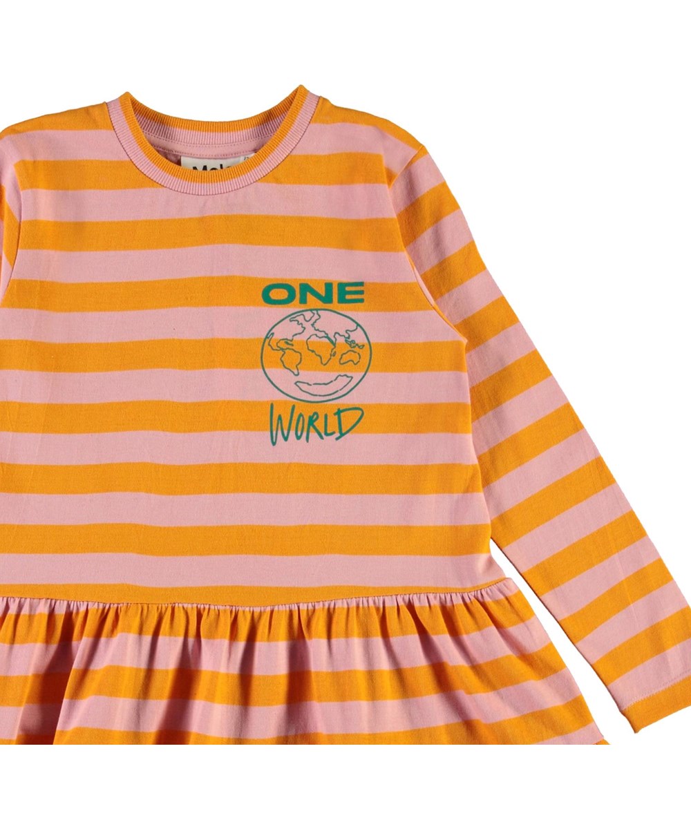 Chia - Citrus Stripe - Rose and orange organic dress