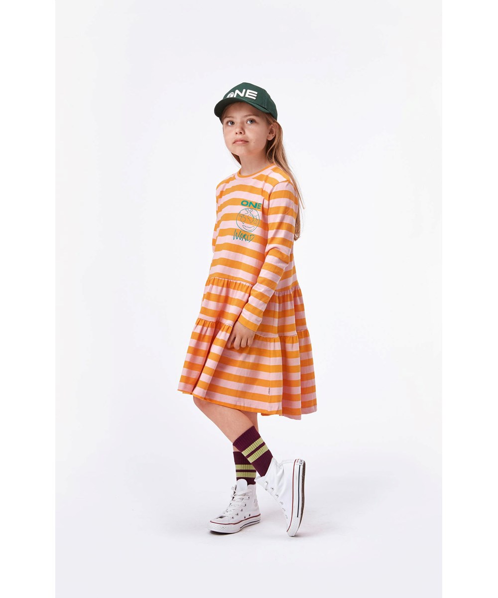 Chia - Citrus Stripe - Rose and orange organic dress