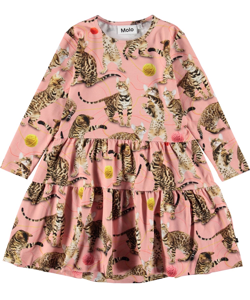 Chia - Wannabe Leopard - Pink dress with cats. 