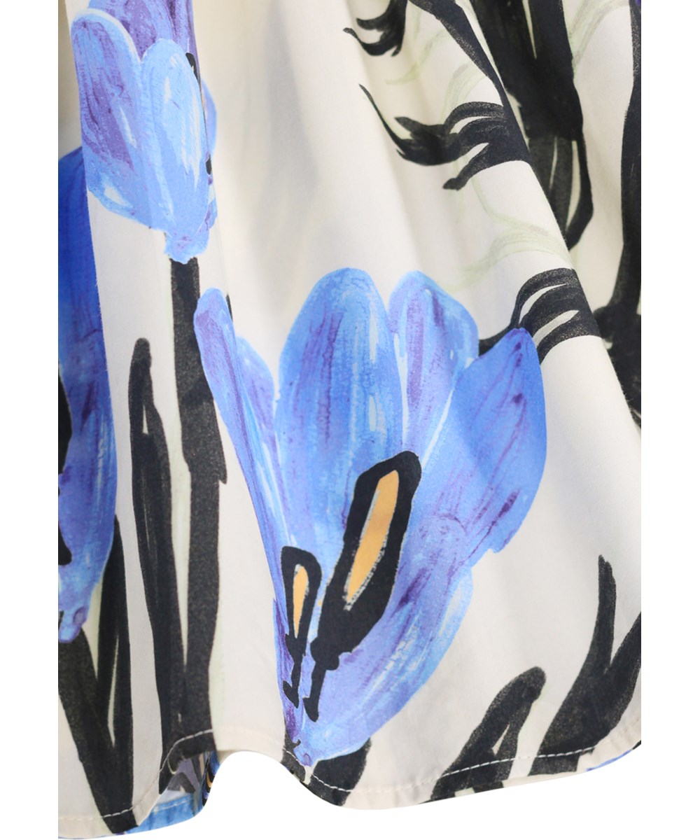 Chipie - Painted Crocus - White dress for children made of organic cotton with a floral print 