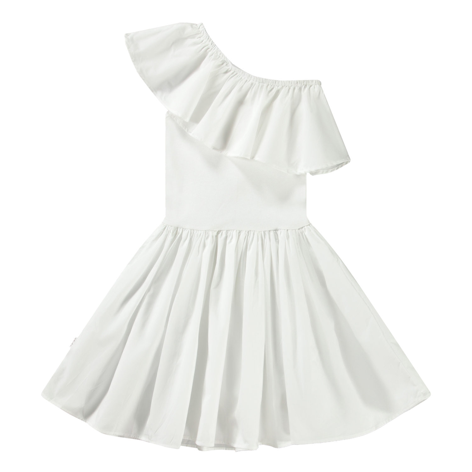 Chloey - Crisp White - White one-shoulder dress in organic