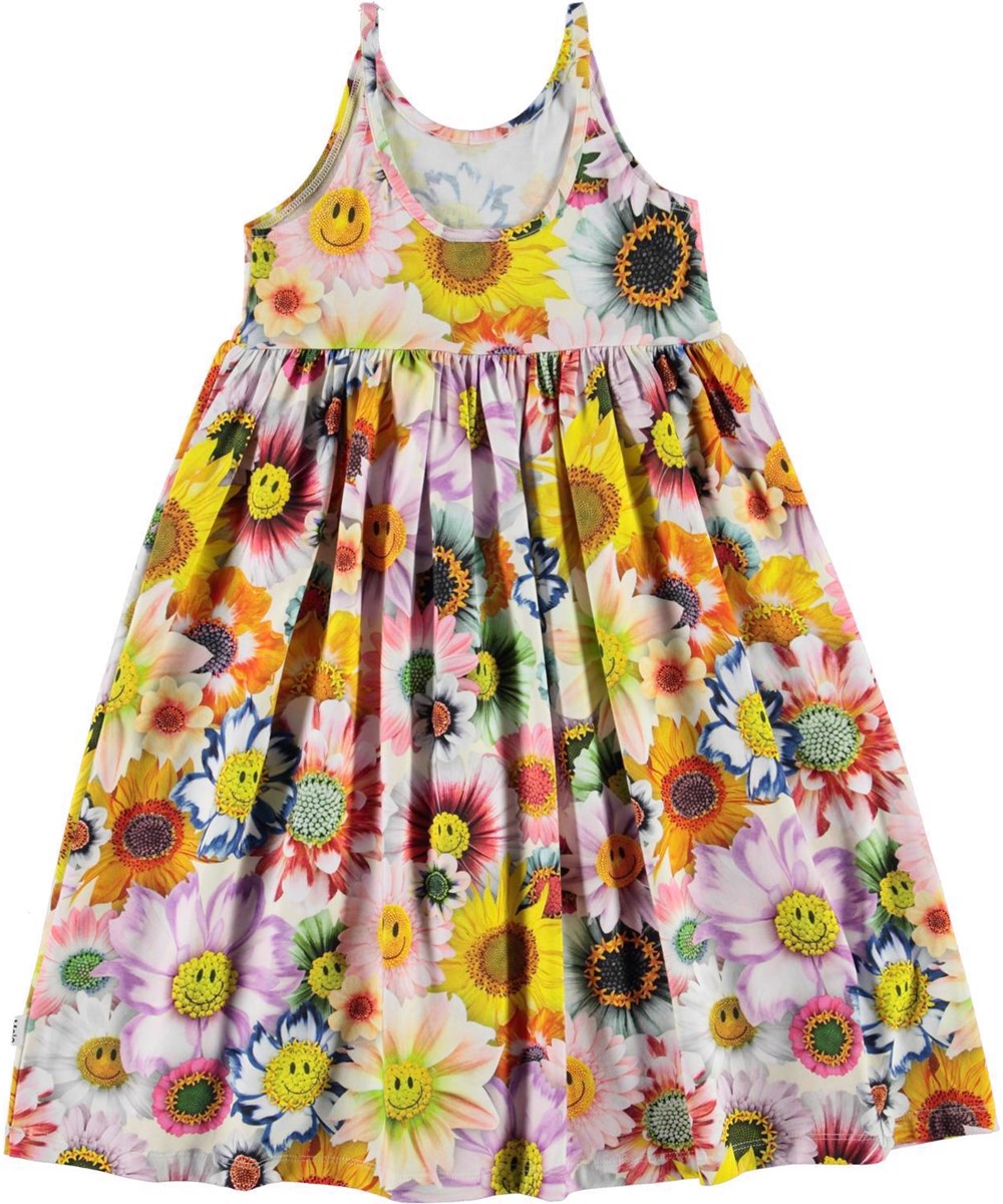 Chrissie - Happy Flowers - Airy strap dress with a print of happy flowers 