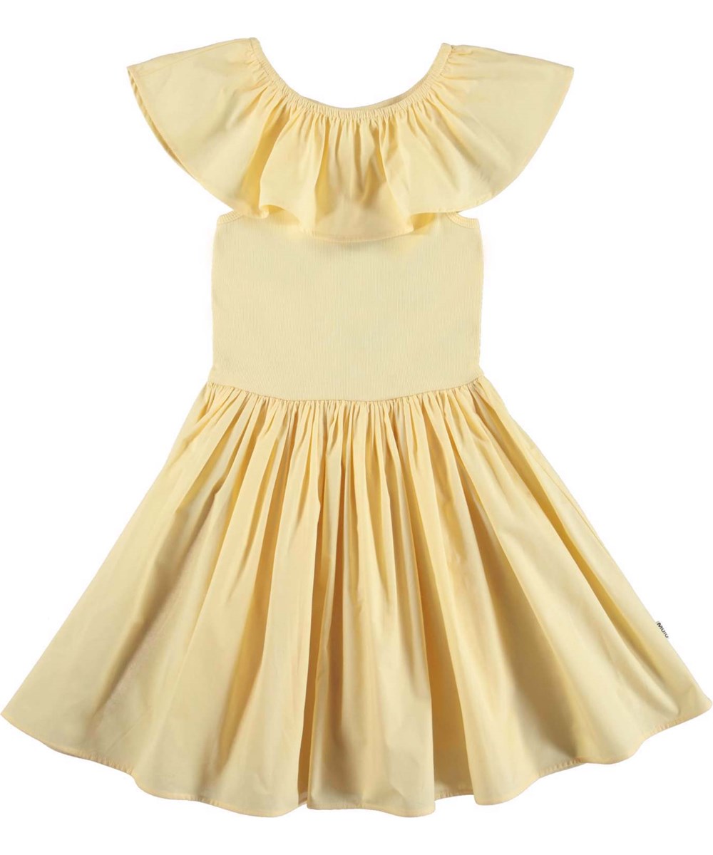 Christal - Impala - Light yellow organic dress with ruffle edge 