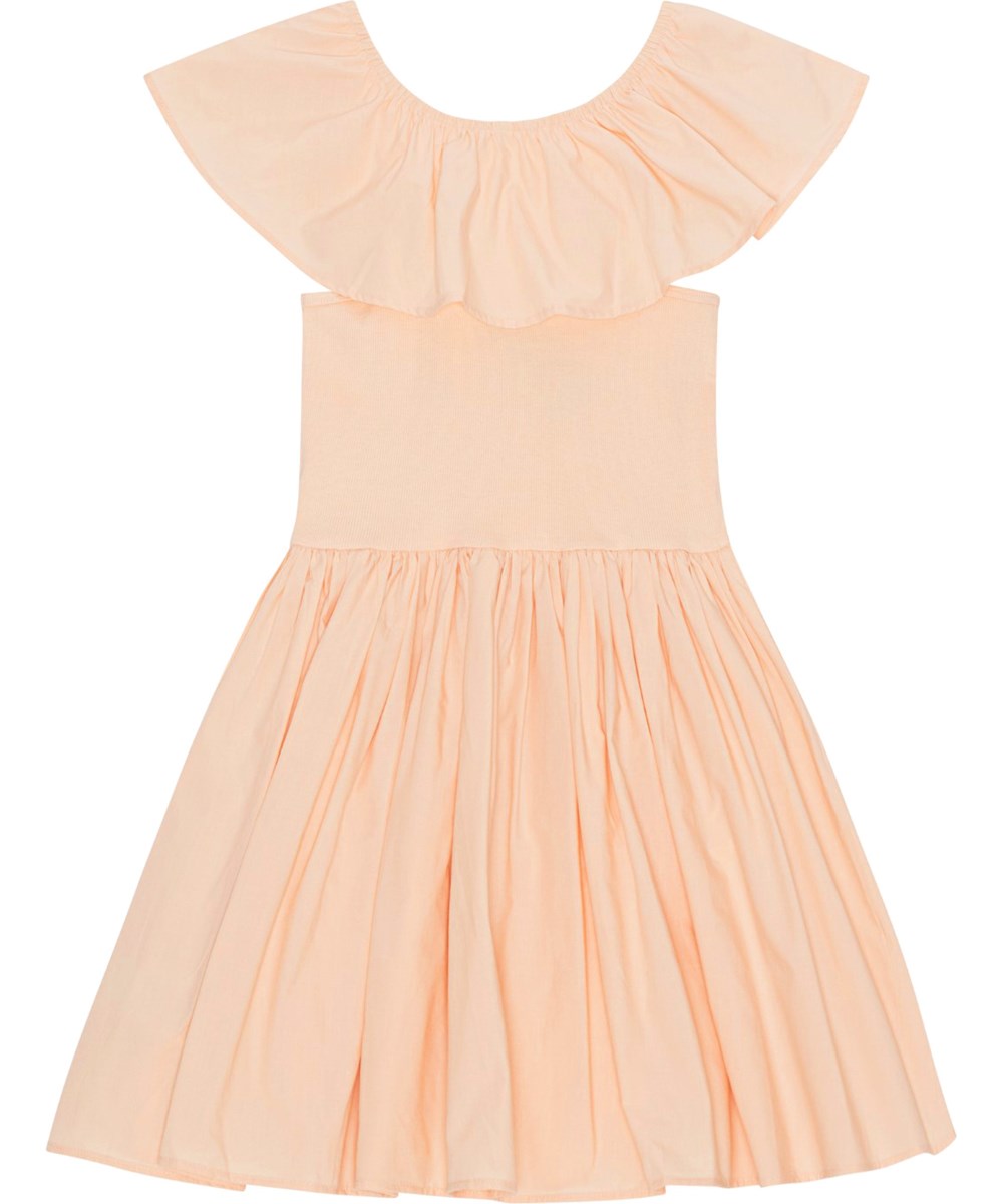 Christal - Fluffy Rose - Powder coloured dress in organic cotton with ruffle collar 