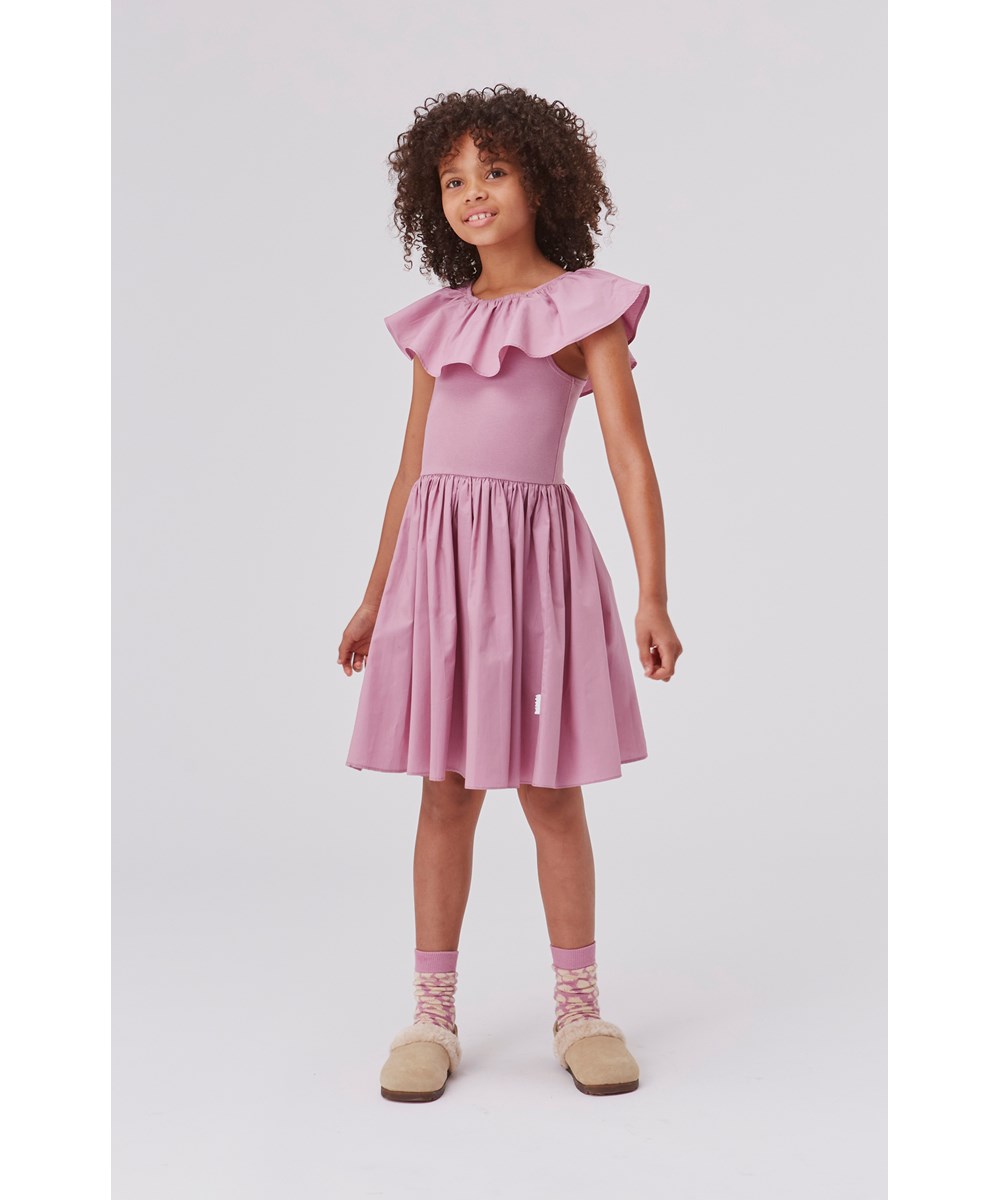 Christal - Purple Orchid - Light purple organic ruffle dress 