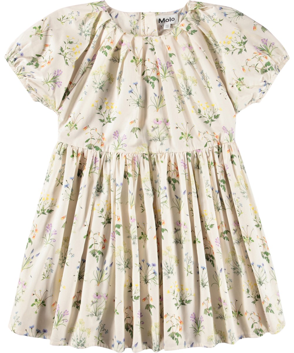 Christen - Primavera - Off-white dress for children made of organic cotton with a floral print