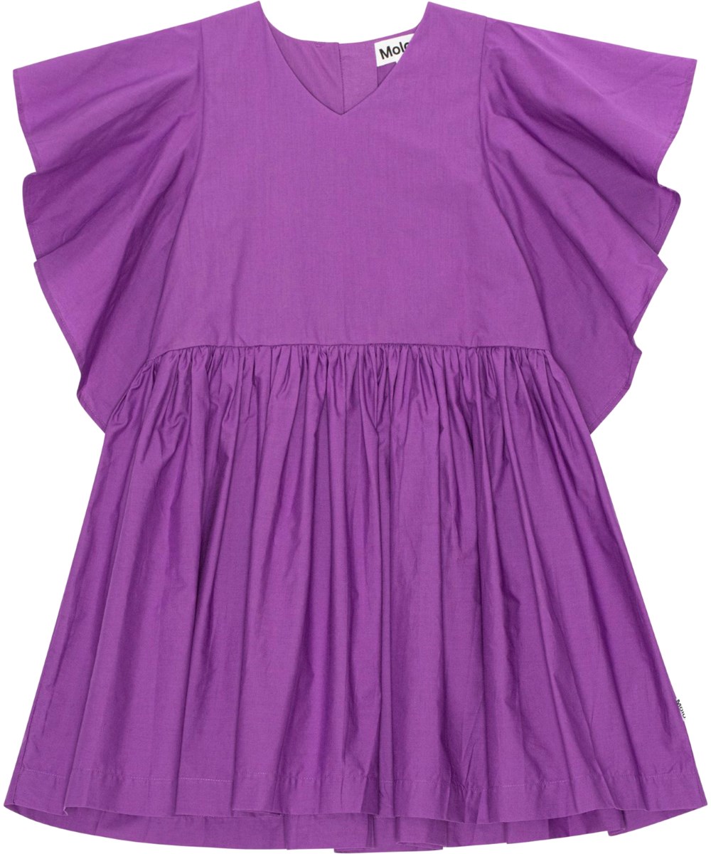 Christiana - Purple Dusk - Purple, full dress, with short sleeves, in organic cotton