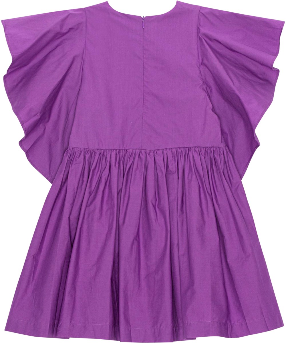 Christiana - Purple Dusk - Purple, full dress, with short sleeves, in organic cotton