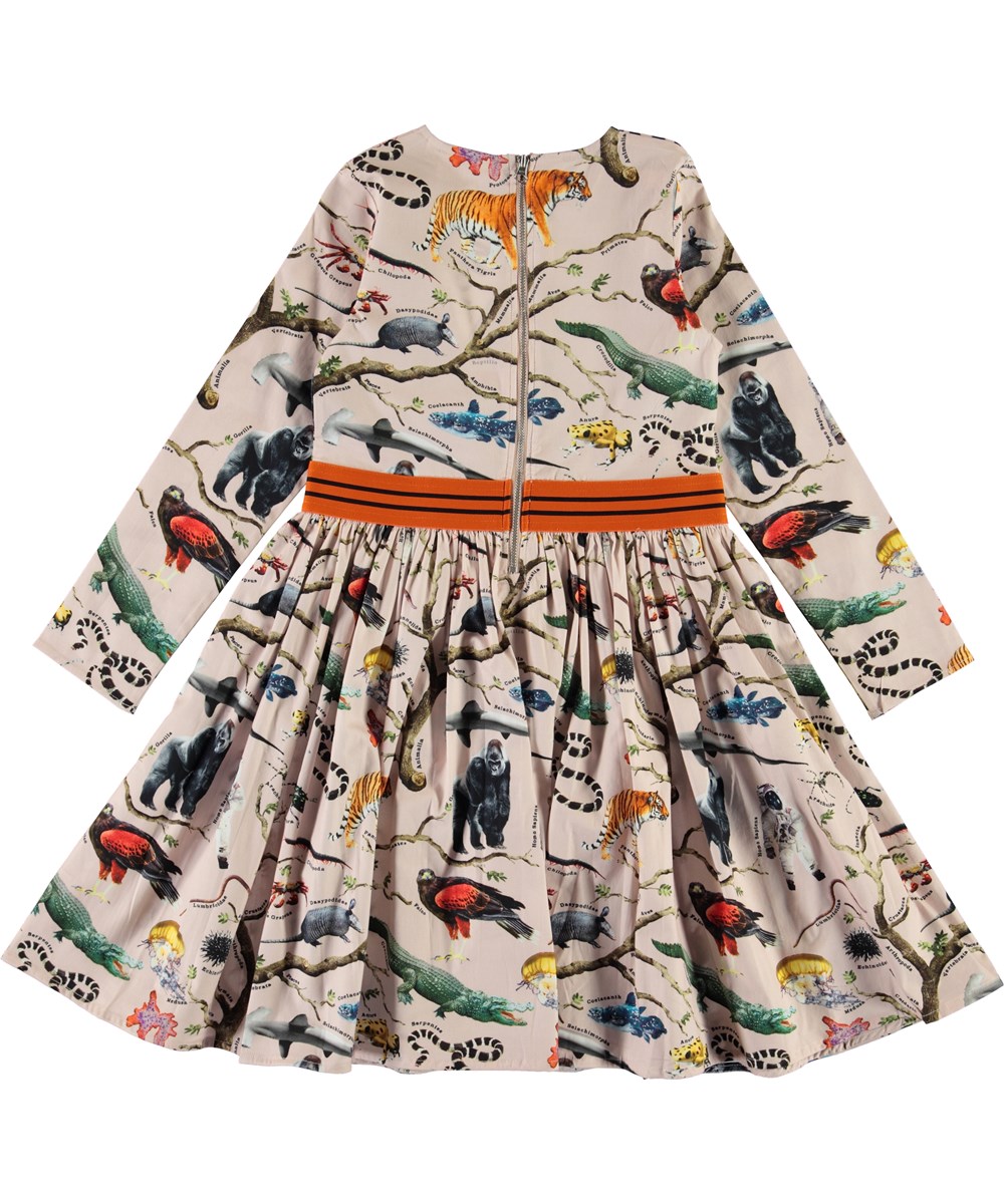 Christin - Tree Of Life Pink - Pink dress with animals and aliens