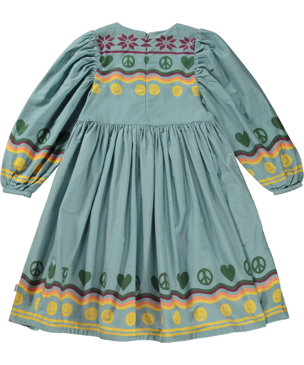 Cilja - Nordic Vibe - Dusty blue knee length dress with nordic print 