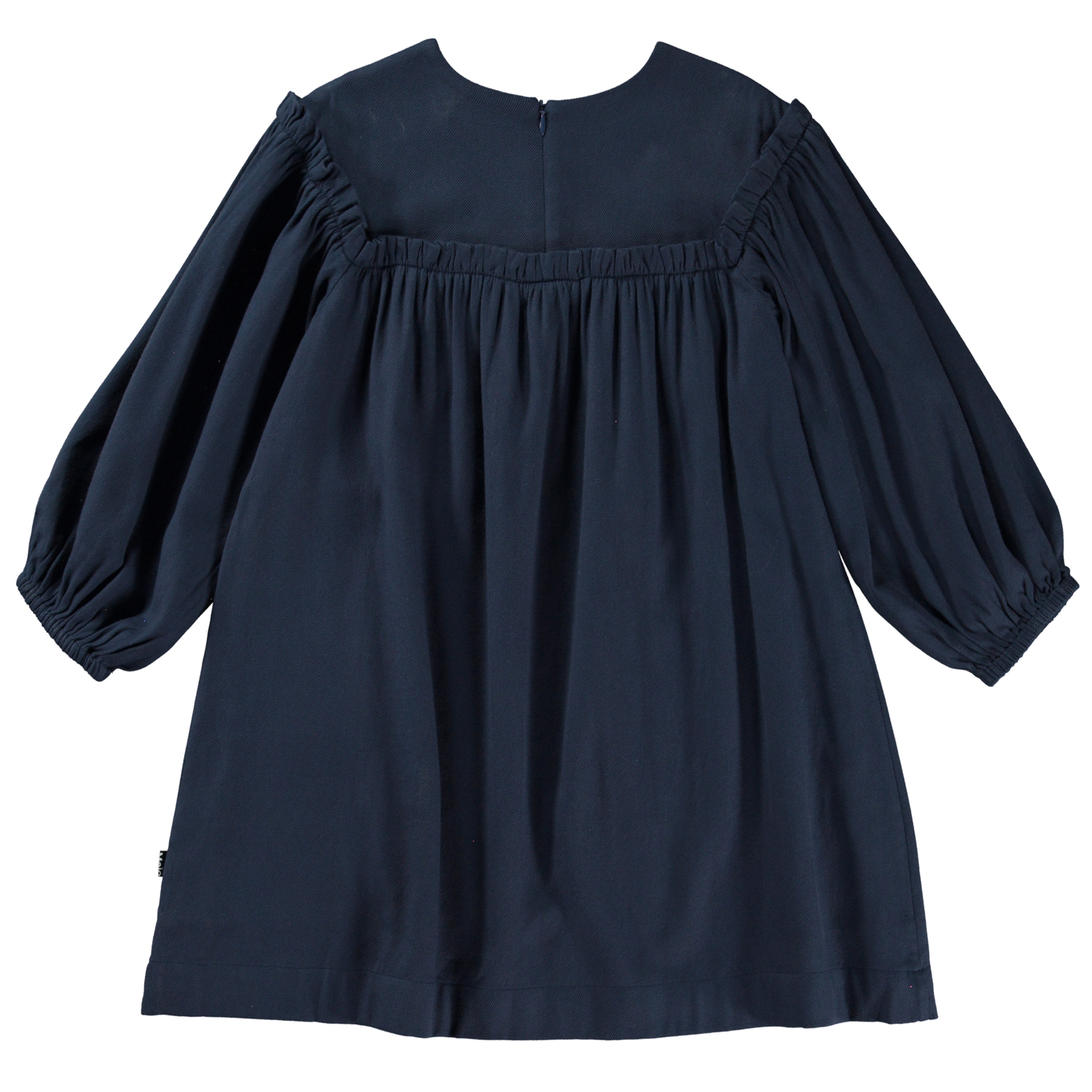 Cilla - Navy Sky - Dark blue knee length dress with ruffle detail
