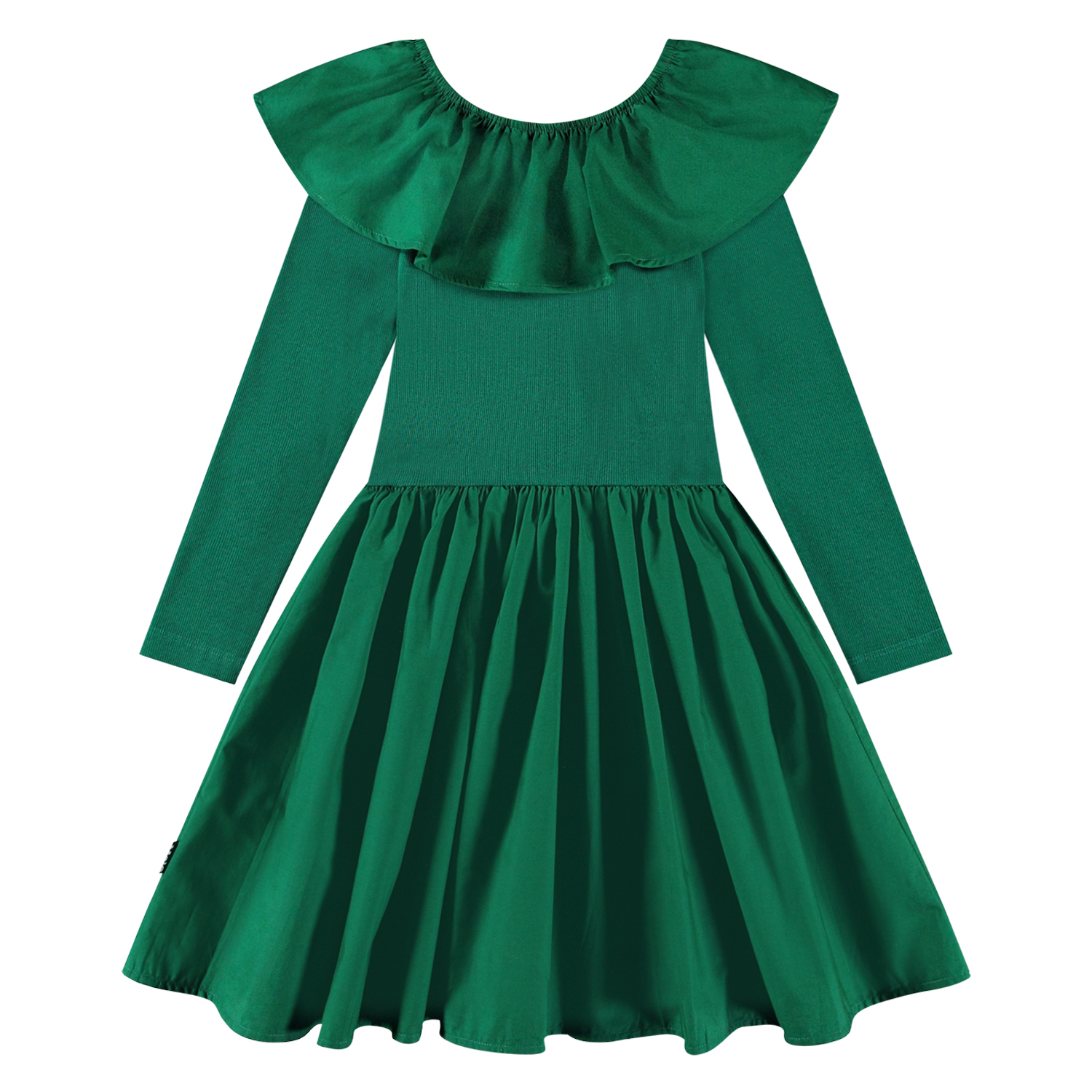 Cille - Aventurine - Green knee-length dress in organic