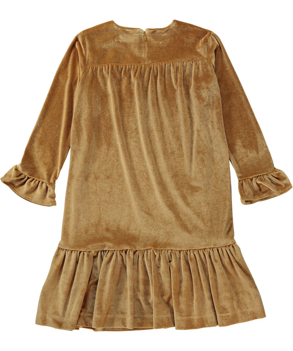 Cilly - Rosie Sand - Gold midi dress in velour