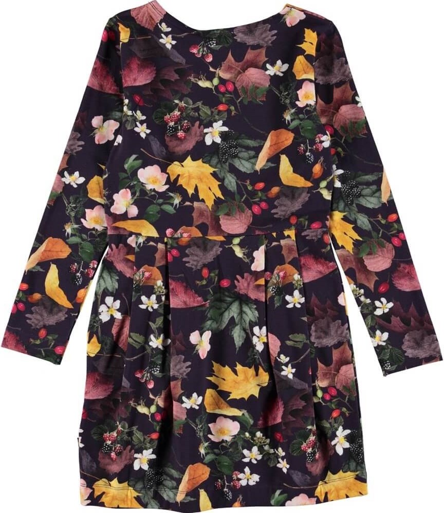 Cindarell - Berry Picking - Organic dress with a print of berries and leaves 