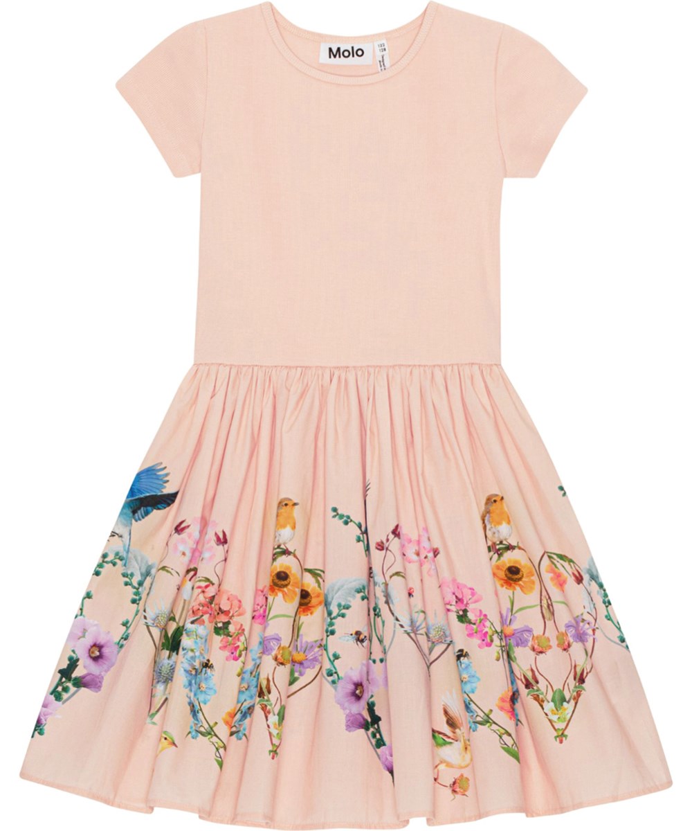 Cissa - Building Love - Powder coloured dress in organic cotton with floral print 