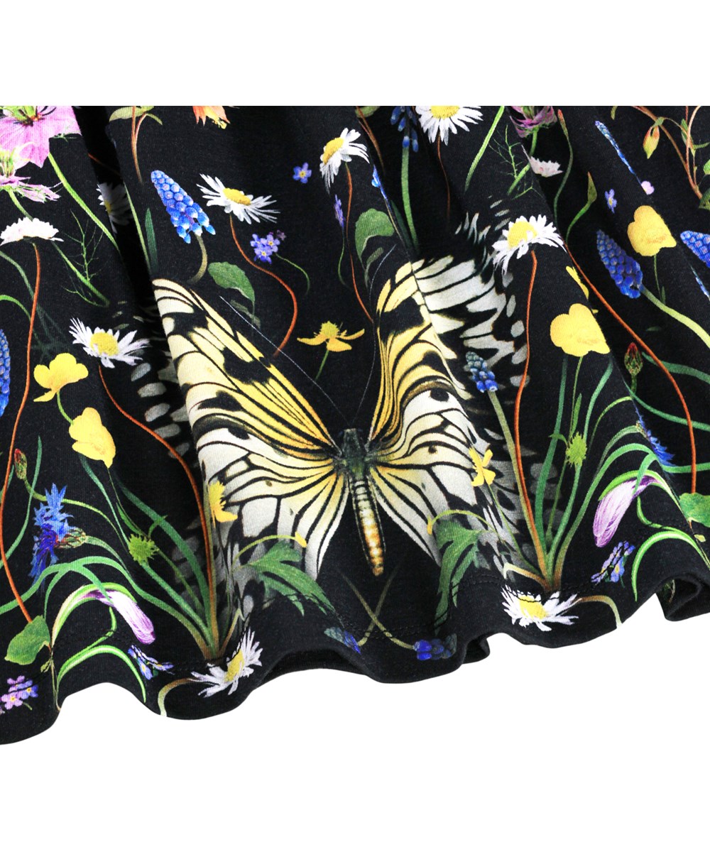 Cissa - Nouveau Butterfly - Black dress for children made of organic cotton with a floral print