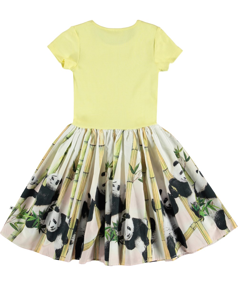 Cissa - Panda Party - Pale yellow dress in a panda print