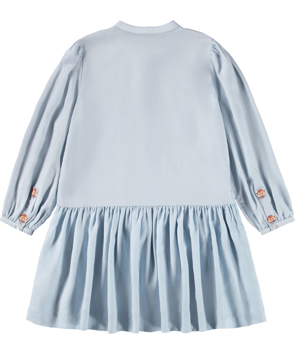 Clara - Pocket Pets - Nice light blue dress for children made of viscose with a print of cute animals.