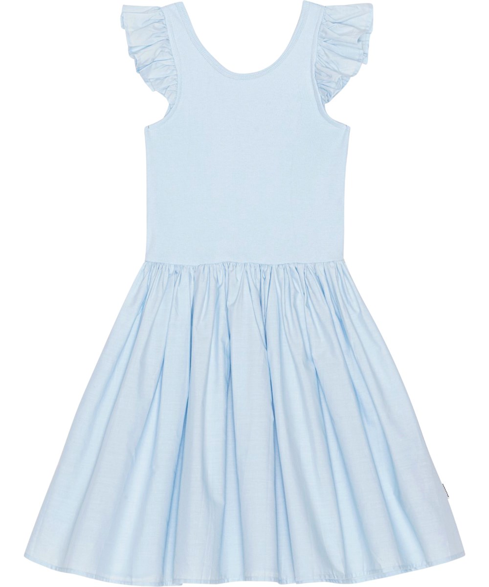 Cloudia - Skyride - Blue, knee length dress in organic cotton