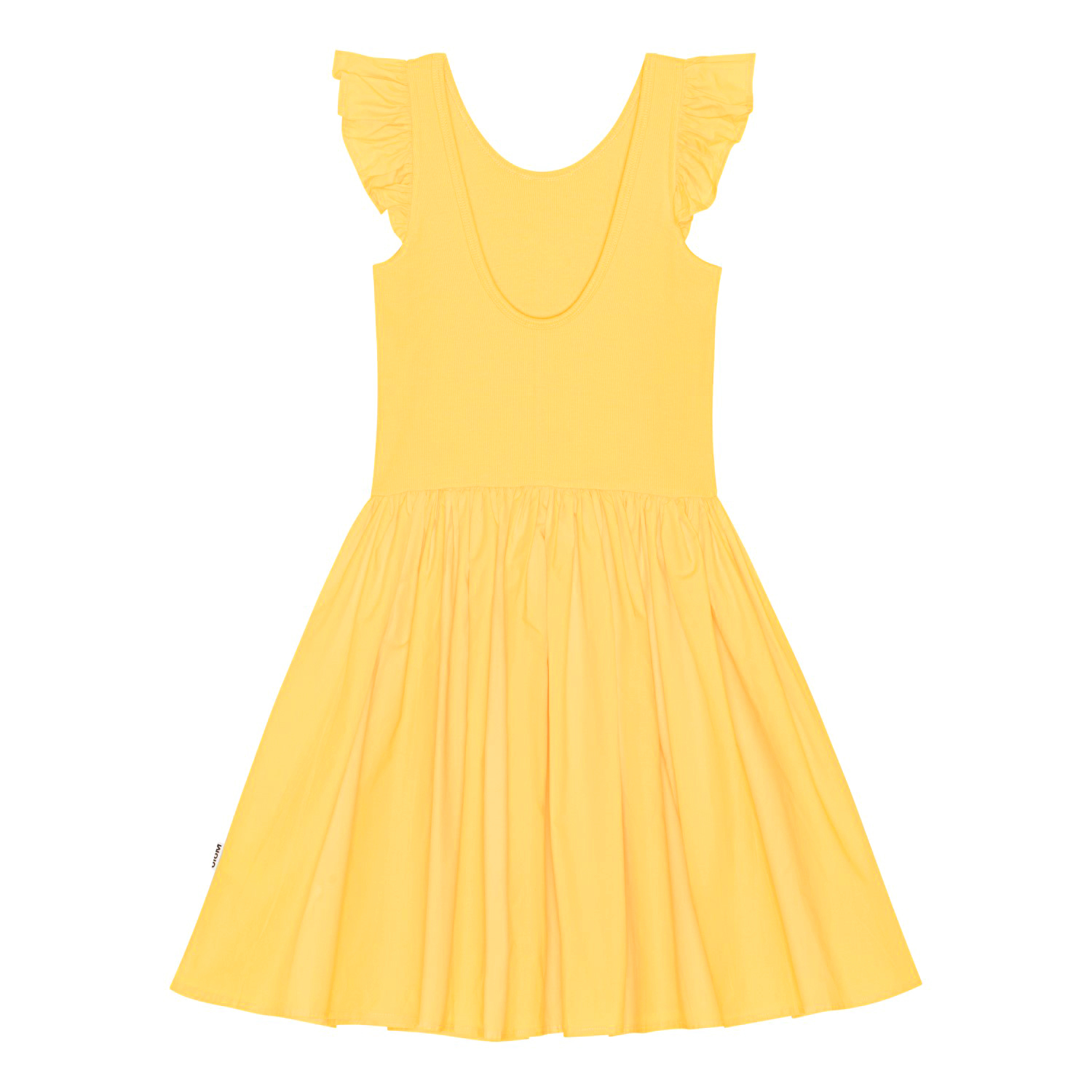 Cloudia Submarine Yellow, knee length dress in organic cotton
